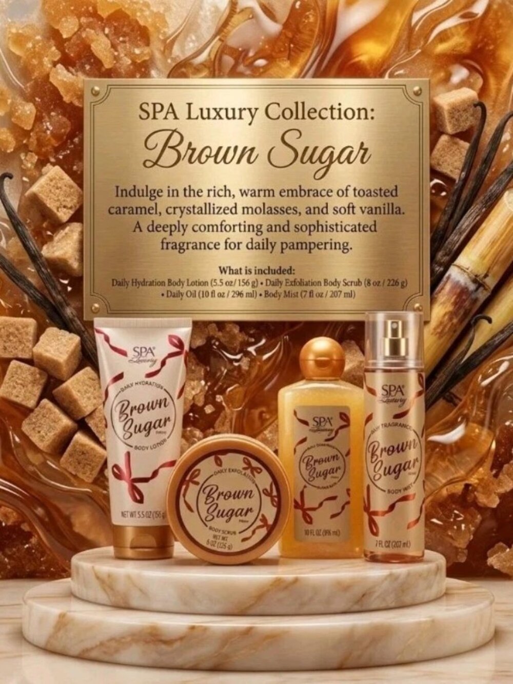 Listing NameSpa Luxury 4-Piece Daily Pampering Set – Brown Sugar Scent